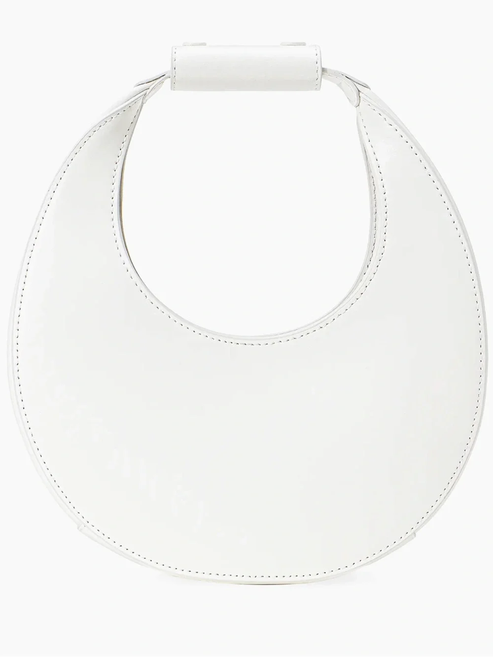 STAUD Crescent Mini Moon Leather Bag White